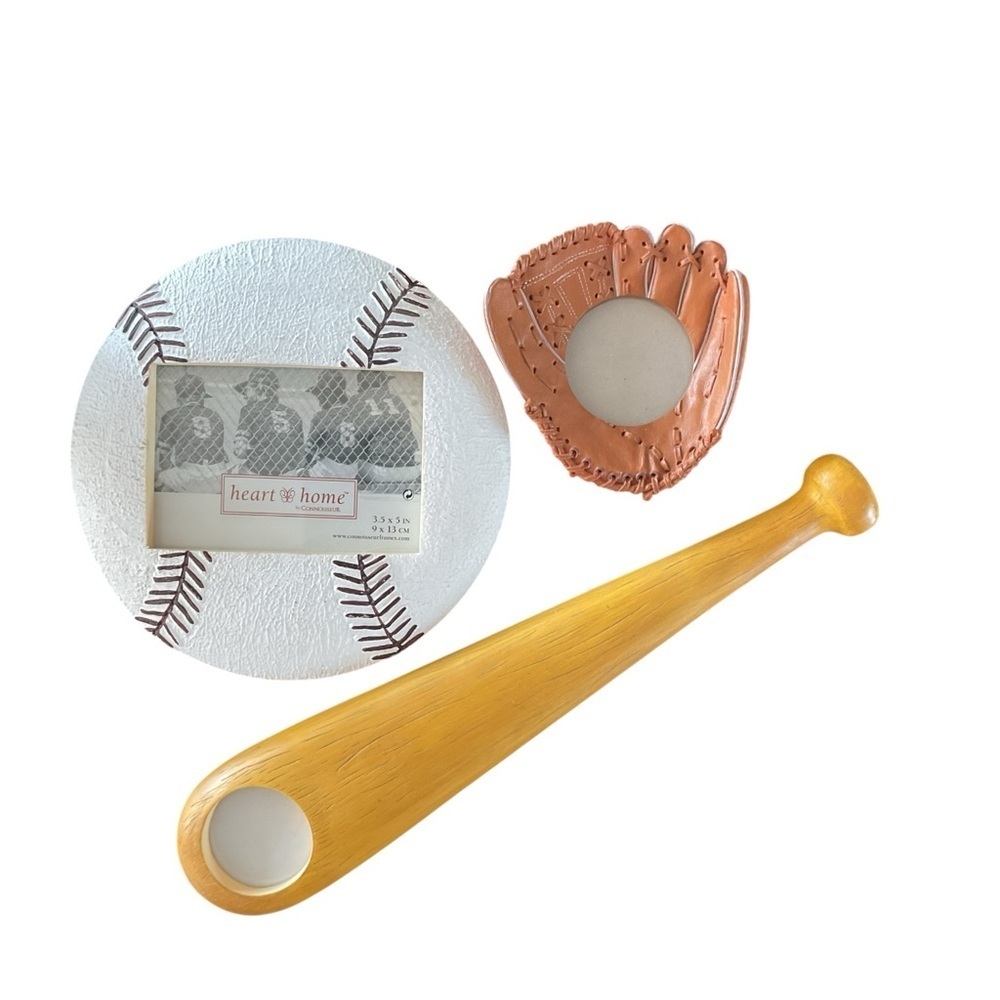 Baseball Photo Frame Set Bat Glove Ball Sports Decor Heart & Home